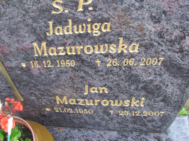 Jadwiga Mazurowska 1950 Susz - Grobonet - Wyszukiwarka osób pochowanych